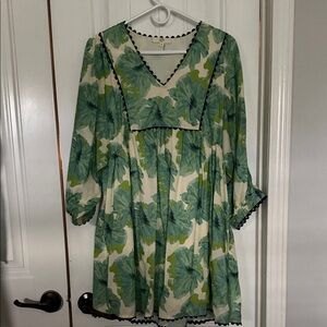 Boho Green Floral V-Neck Women's Dress
